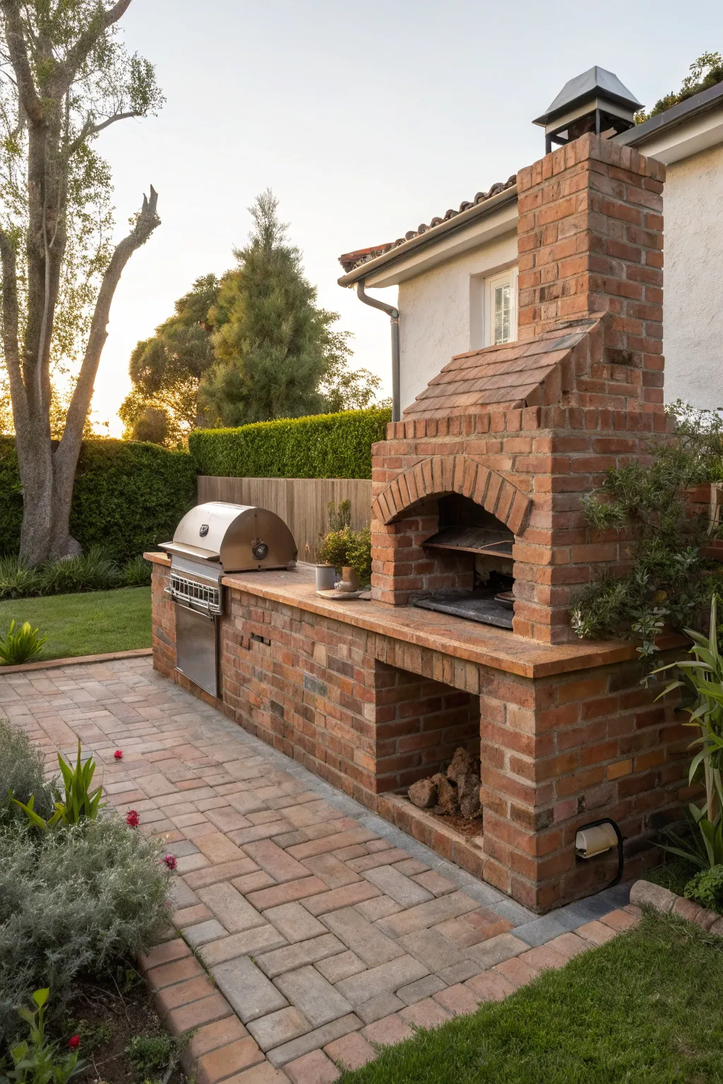 Ingenious design: A seamless blend of craftsmanship and nature with this camouflaged brick BBQ.