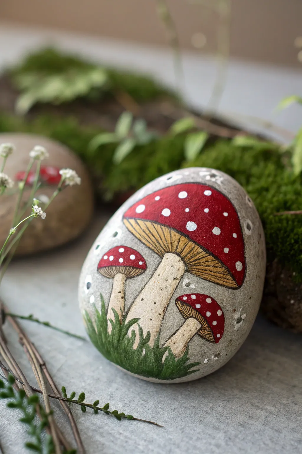 Transform your garden into a magical retreat with these whimsical mushroom rocks. 🍄✨