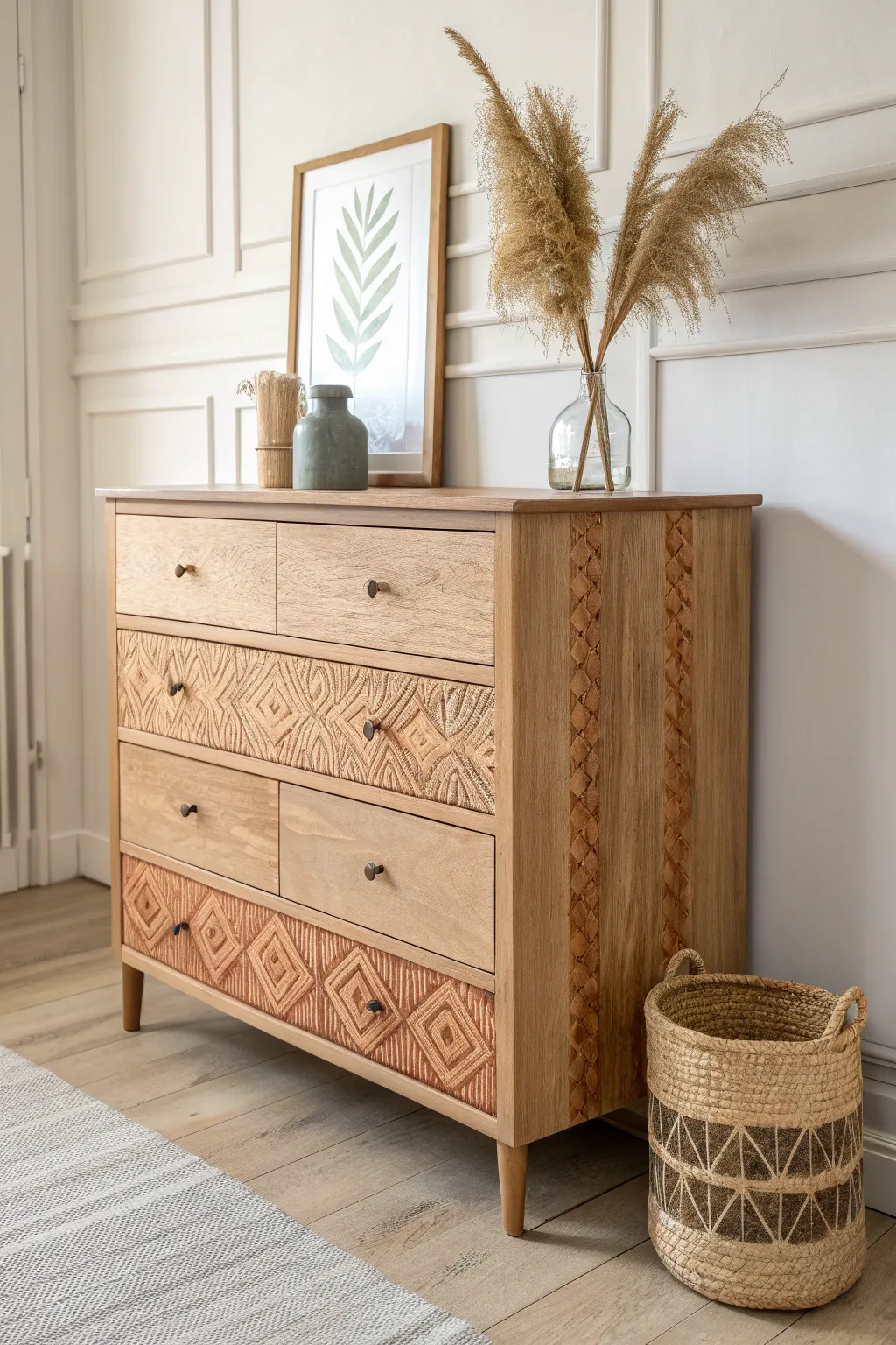 Rustic Charm Meets Modern Minimalism: A Perfect Blend of Natural Beauty and Warm Tones.