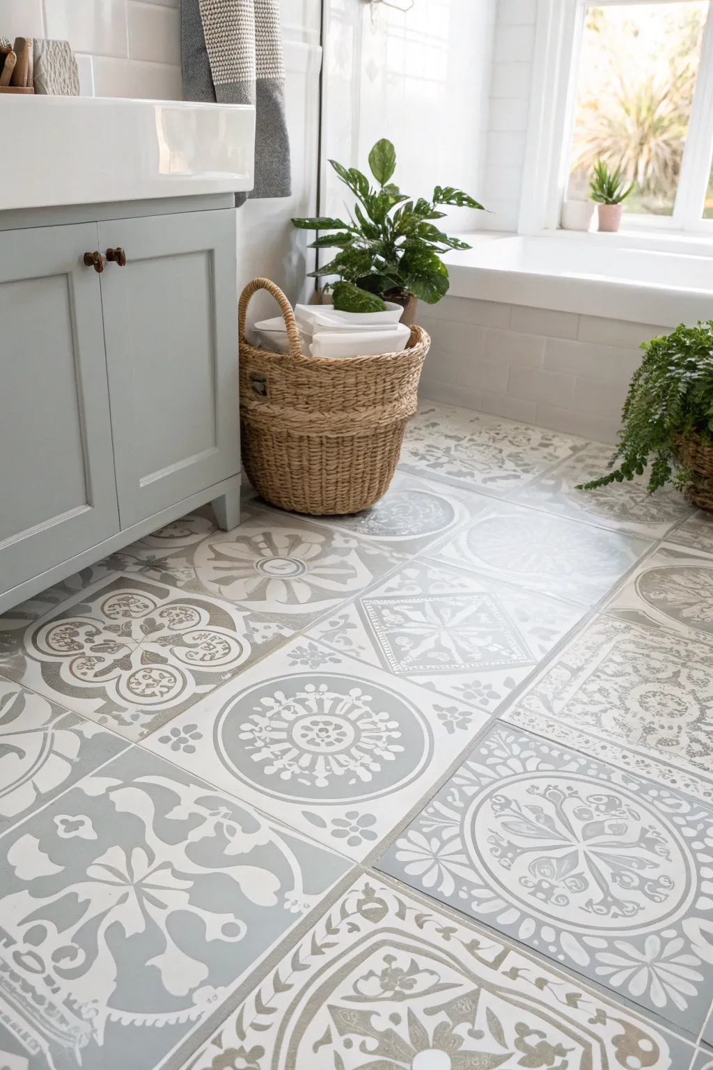 Transform your space with stunning faux tile flooring—elegance without the expense.