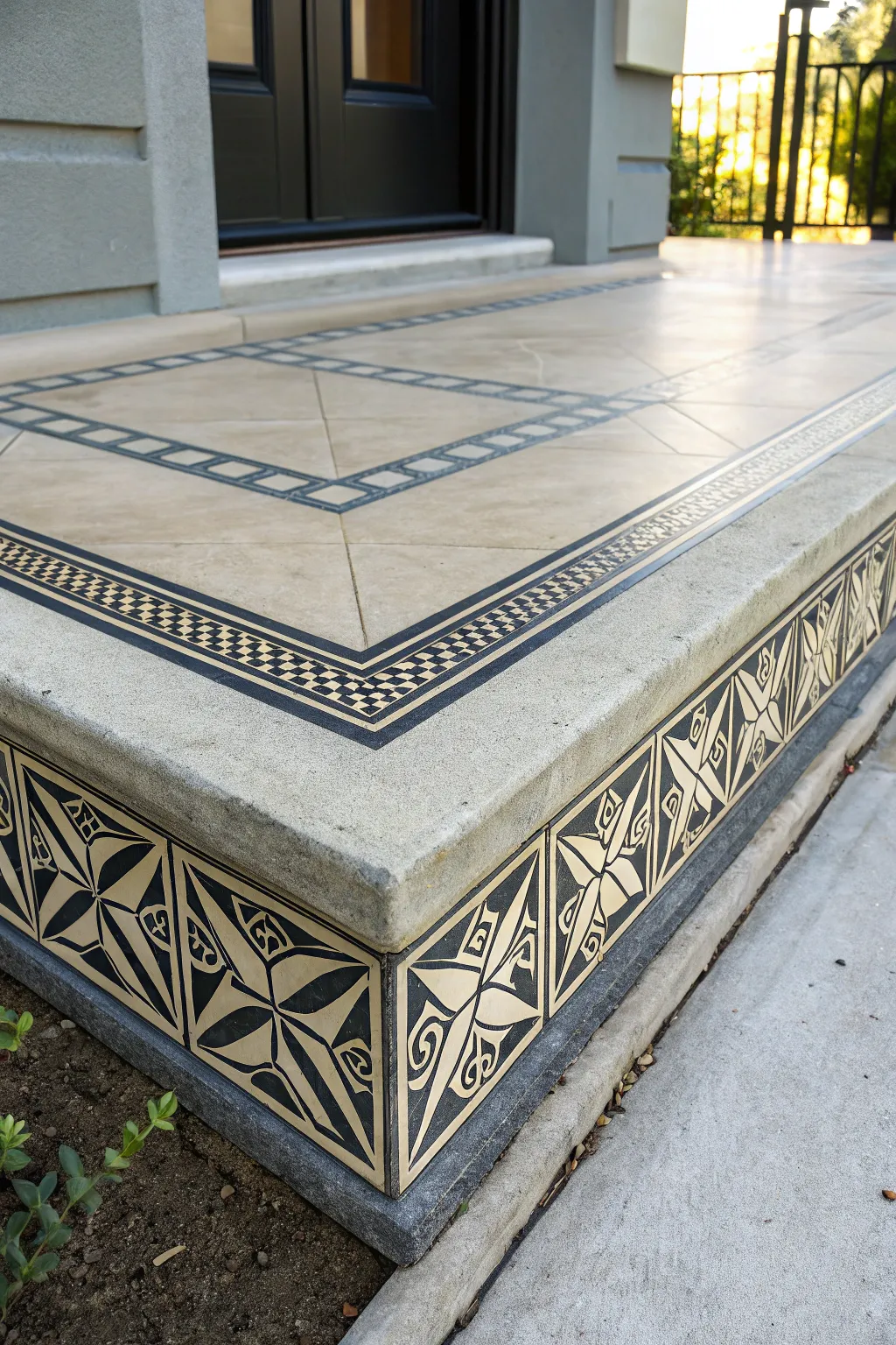 Elevate your porch with striking border designs that highlight craftsmanship and style.