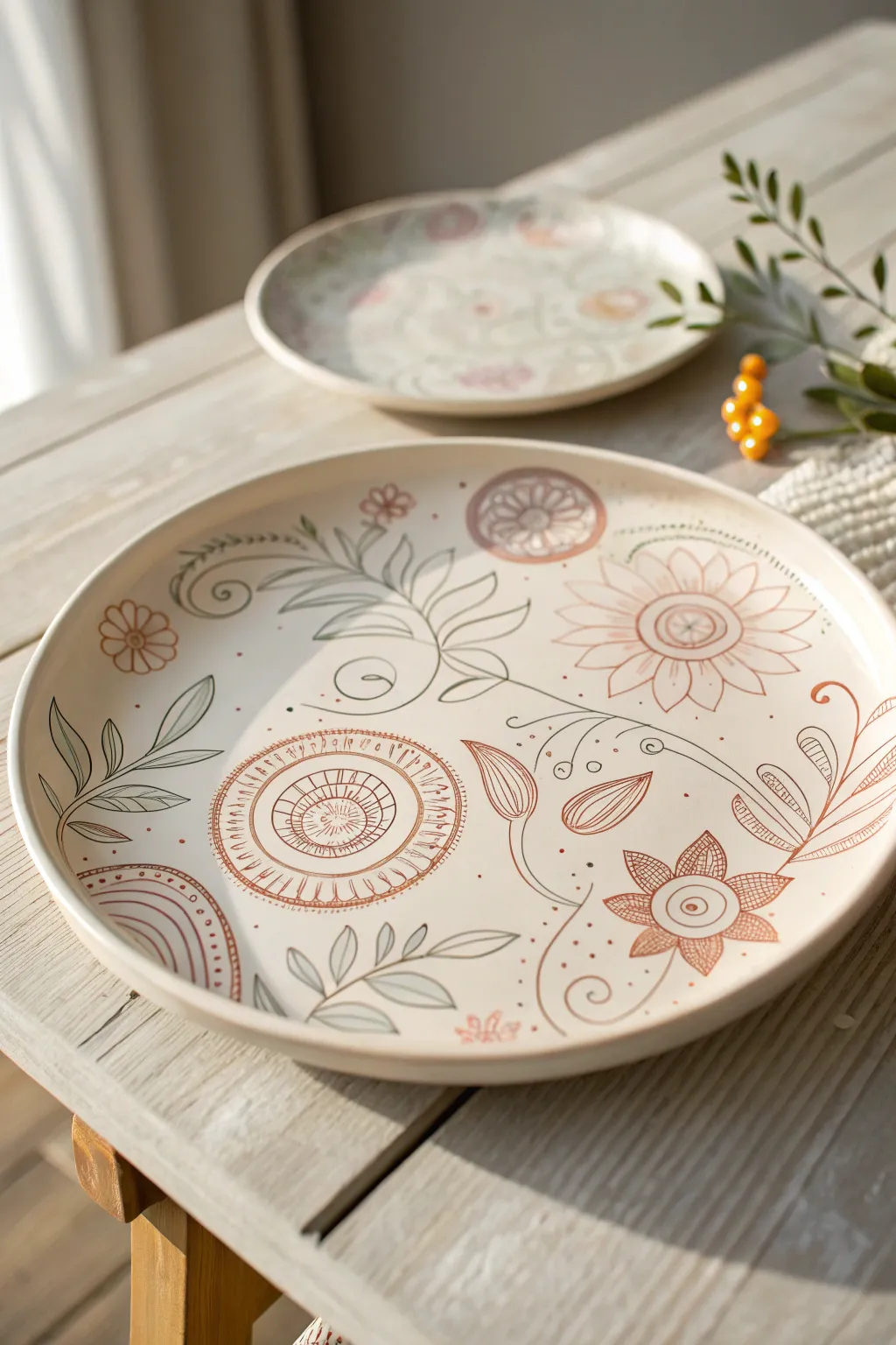 Discover the charm of doodle-inspired elegance on handcrafted ceramics.