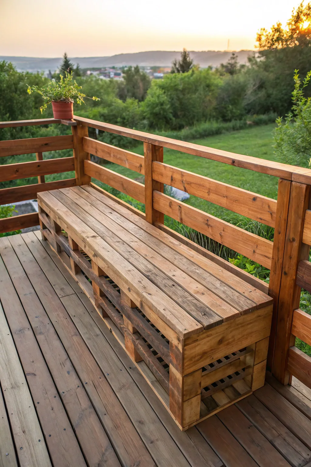 Embrace the art of craftsmanship with a stylish bench integrated into your deck railing, perfect for spontaneous summer gatherings.