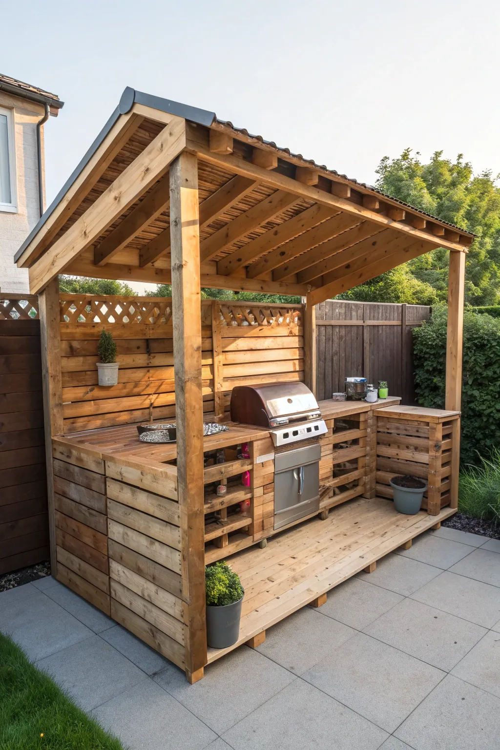 Master the outdoors with this stunning pallet shelter—where craftsmanship meets functionality.