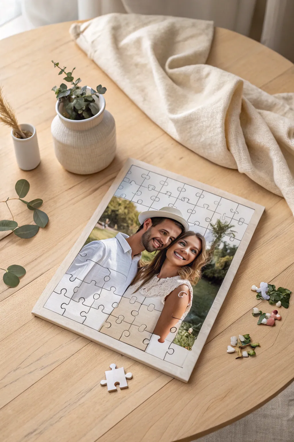 Piece by piece, relive your favorite moments together. Celebrate your journey with a custom photo puzzle, perfect for your paper anniversary.