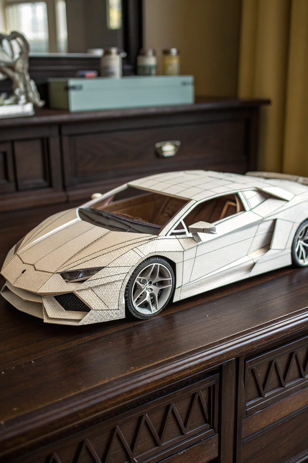 Master the art of precision with this stunning 3D papercraft car model, a testament to true craftsmanship.
