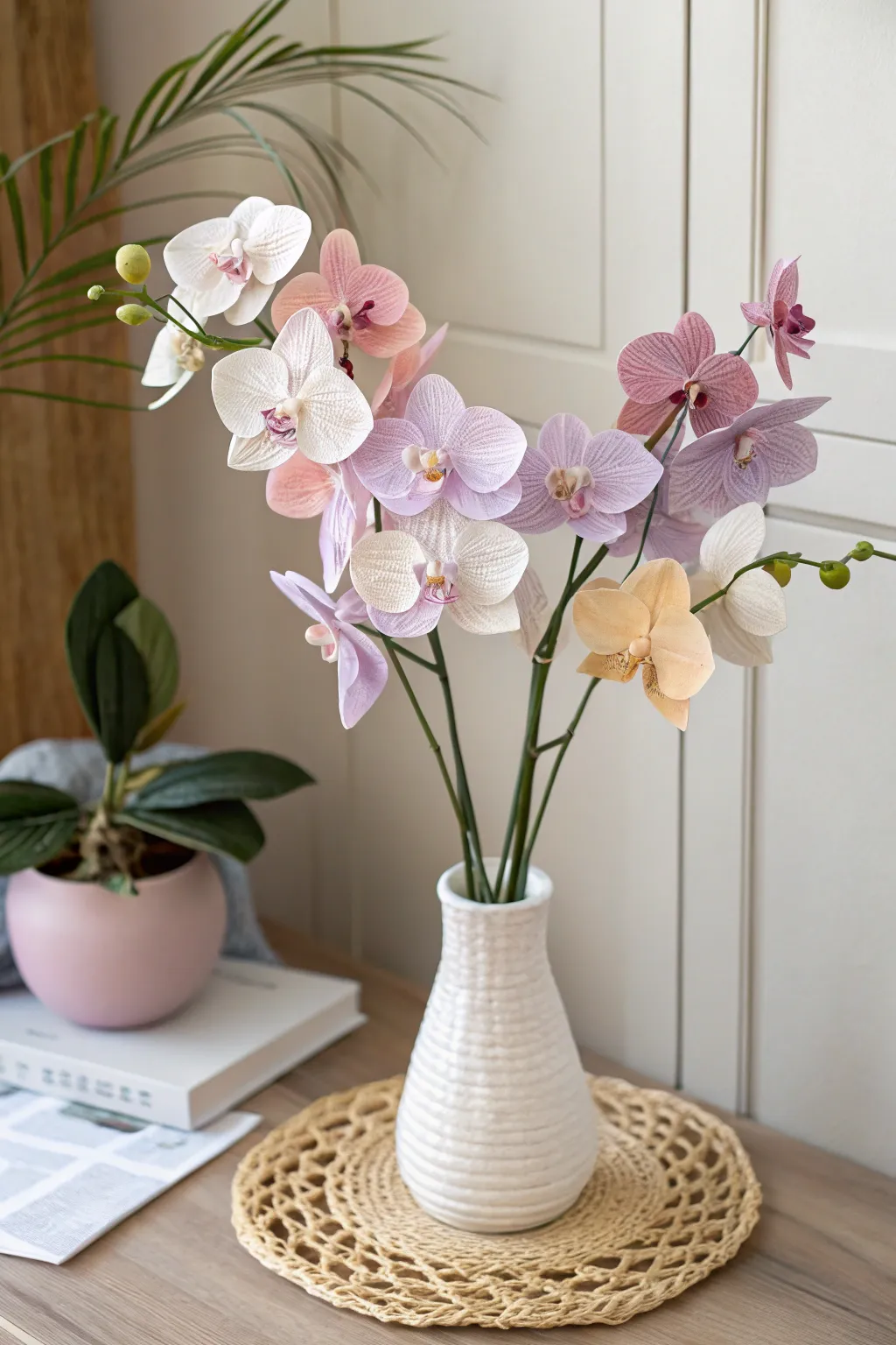Embrace the art of simplicity with this elegant origami orchid bouquet, a perfect centerpiece for the minimalist at heart.