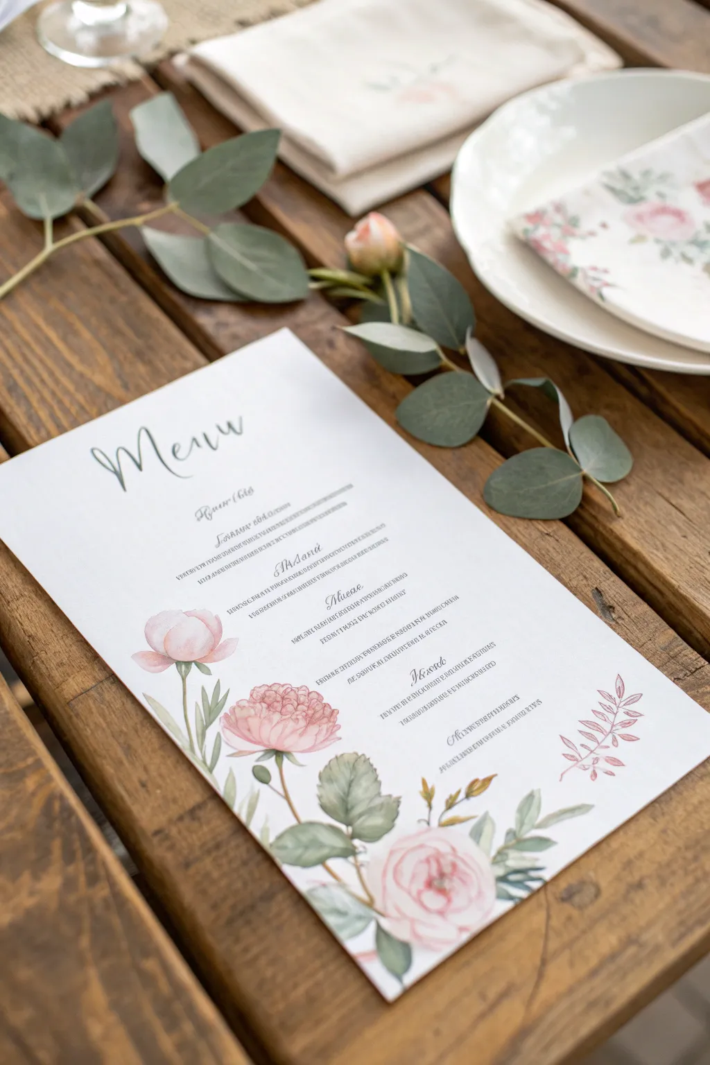 Elevate your dining experience with floral elegance in minimalist menu design.