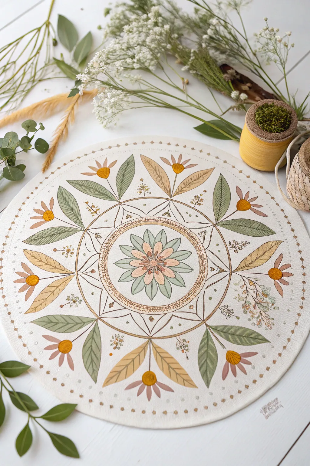 Embrace the beauty of nature with this stunning, handcrafted mandala, a perfect blend of minimalism and bohemian charm.