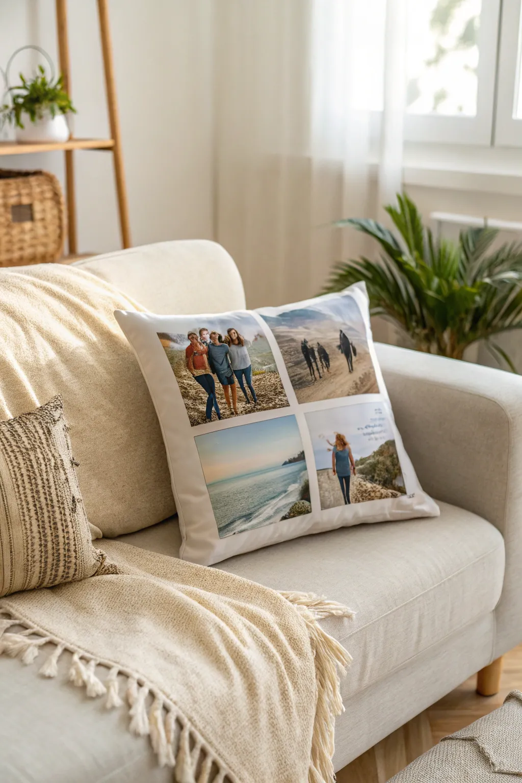 Cozy up with memories: A personalized photo pillow that brings warmth and simplicity to your space.