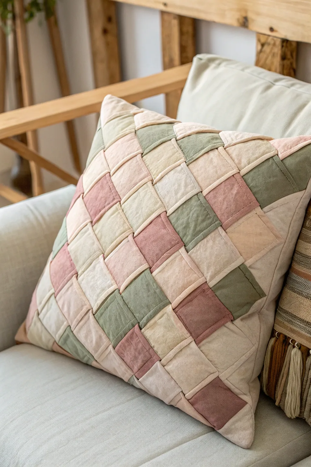 Revitalize your space sustainably with charming upcycled pillow cases that marry Scandinavian simplicity with a Boho flair.