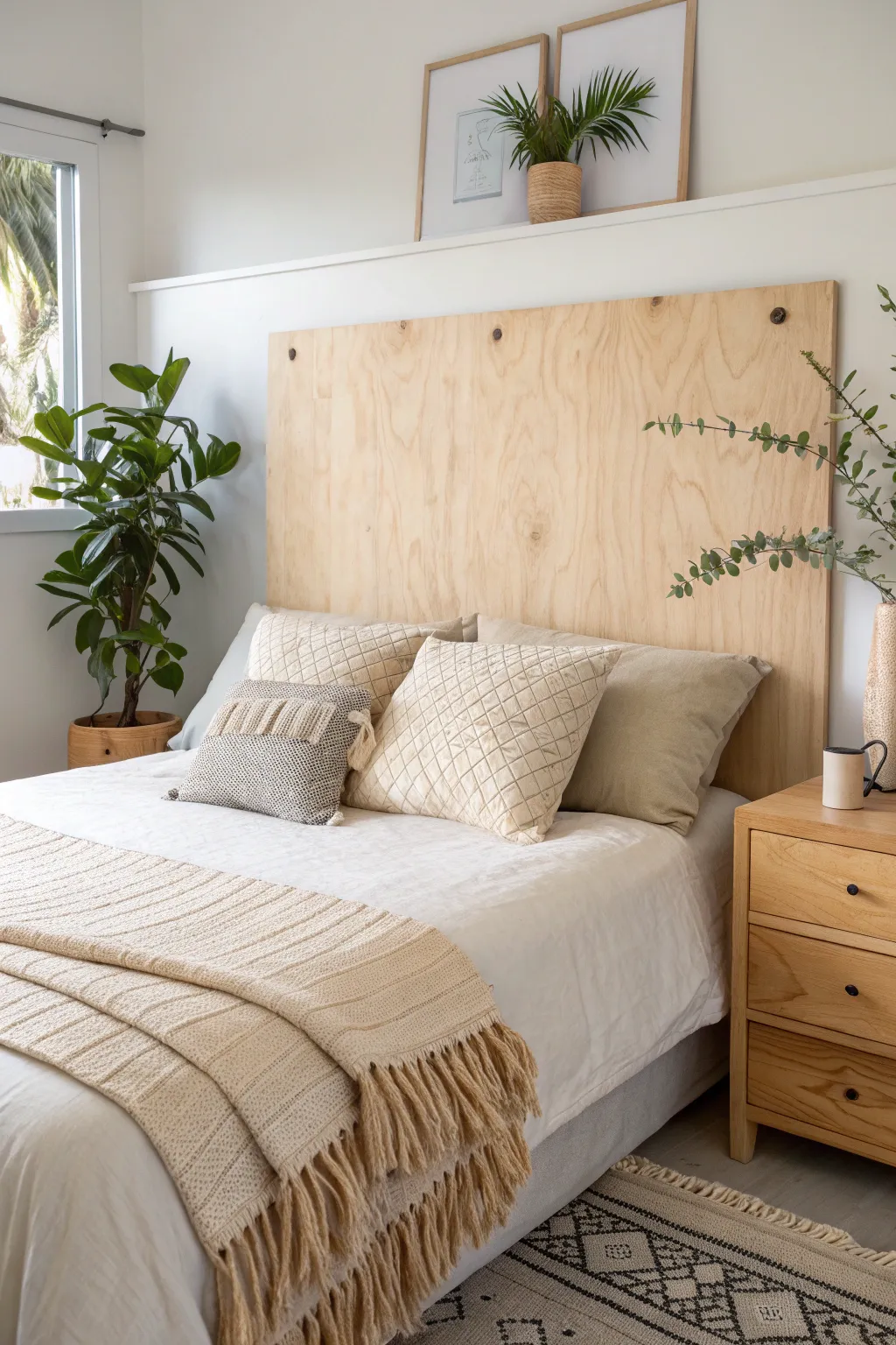 Embrace simplicity and warmth with a plywood headboard that transforms your bedroom into a cozy sanctuary. 🌿✨