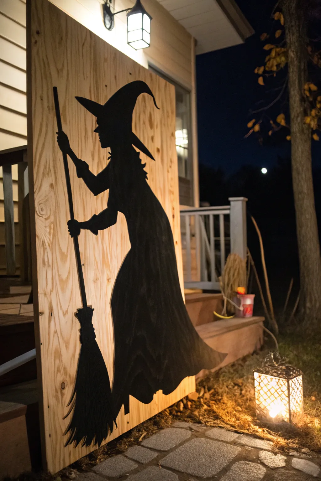 Elevate your Halloween decor with handcrafted plywood witch silhouettes.