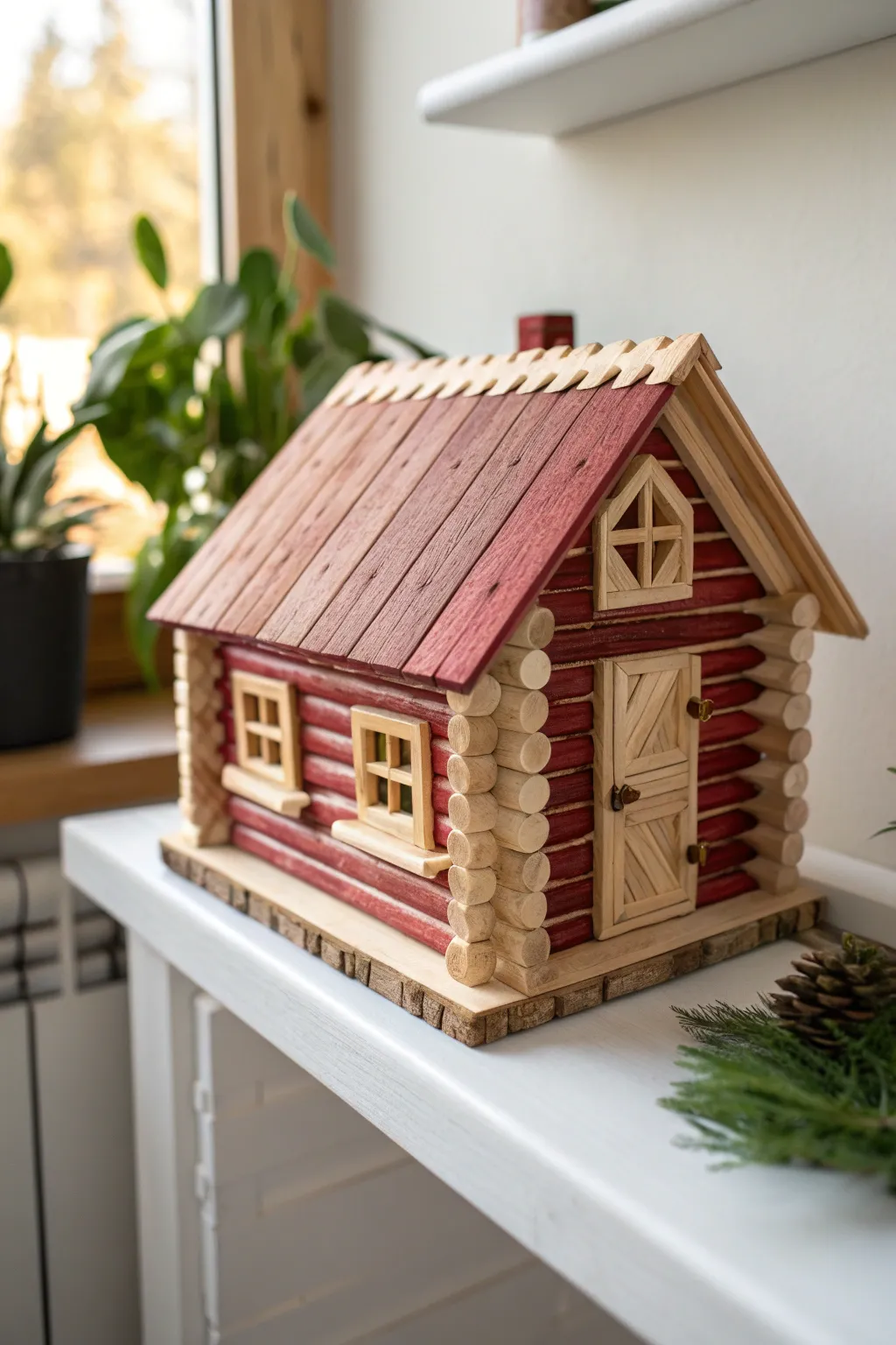 Bring rustic warmth to your home with this charming popsicle stick cabin decor.
