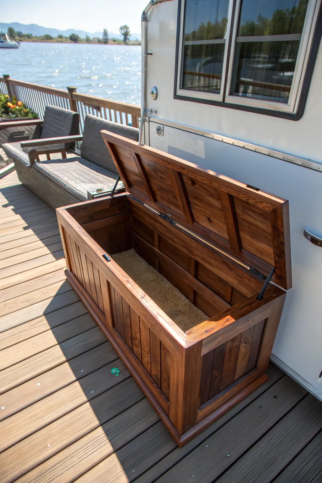 Craft your perfect outdoor haven with a handmade storage bench that marries utility with style.