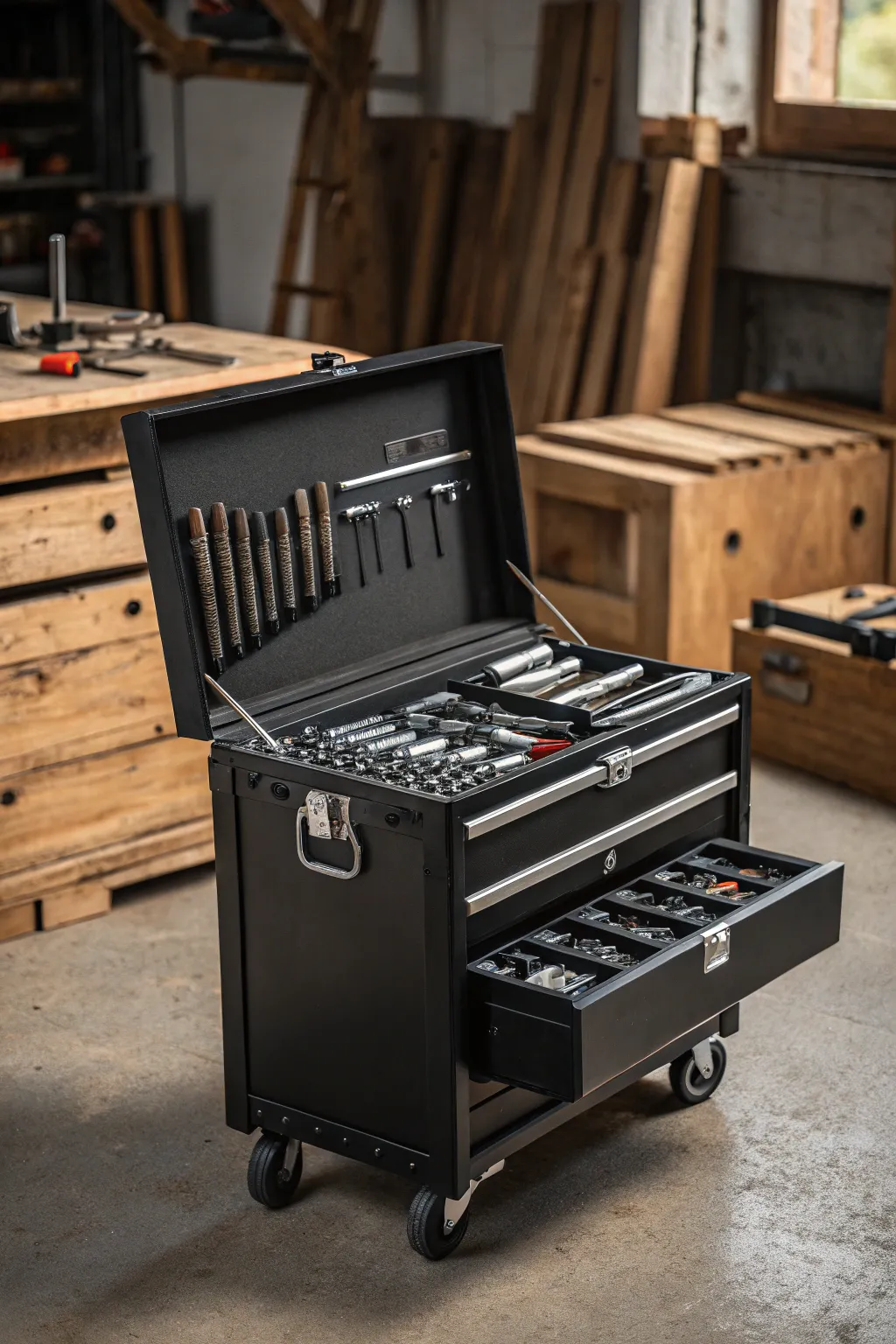 Toolbox on the move: Elevate your workspace with mobility and style.