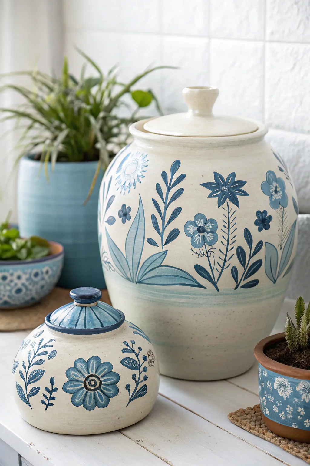 Embrace elegance with monochrome blooms in shades of blue, blending simplicity with natural beauty.