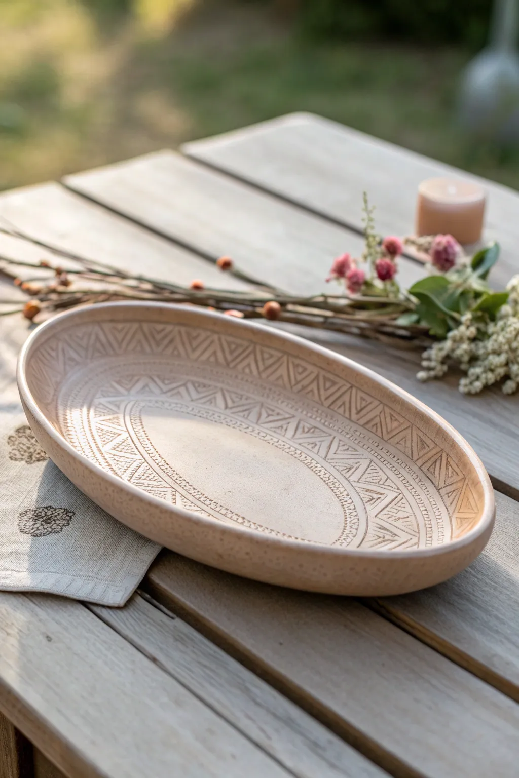 Celebrate modern elegance with an asymmetrical pottery platter that redefines dining aesthetics.