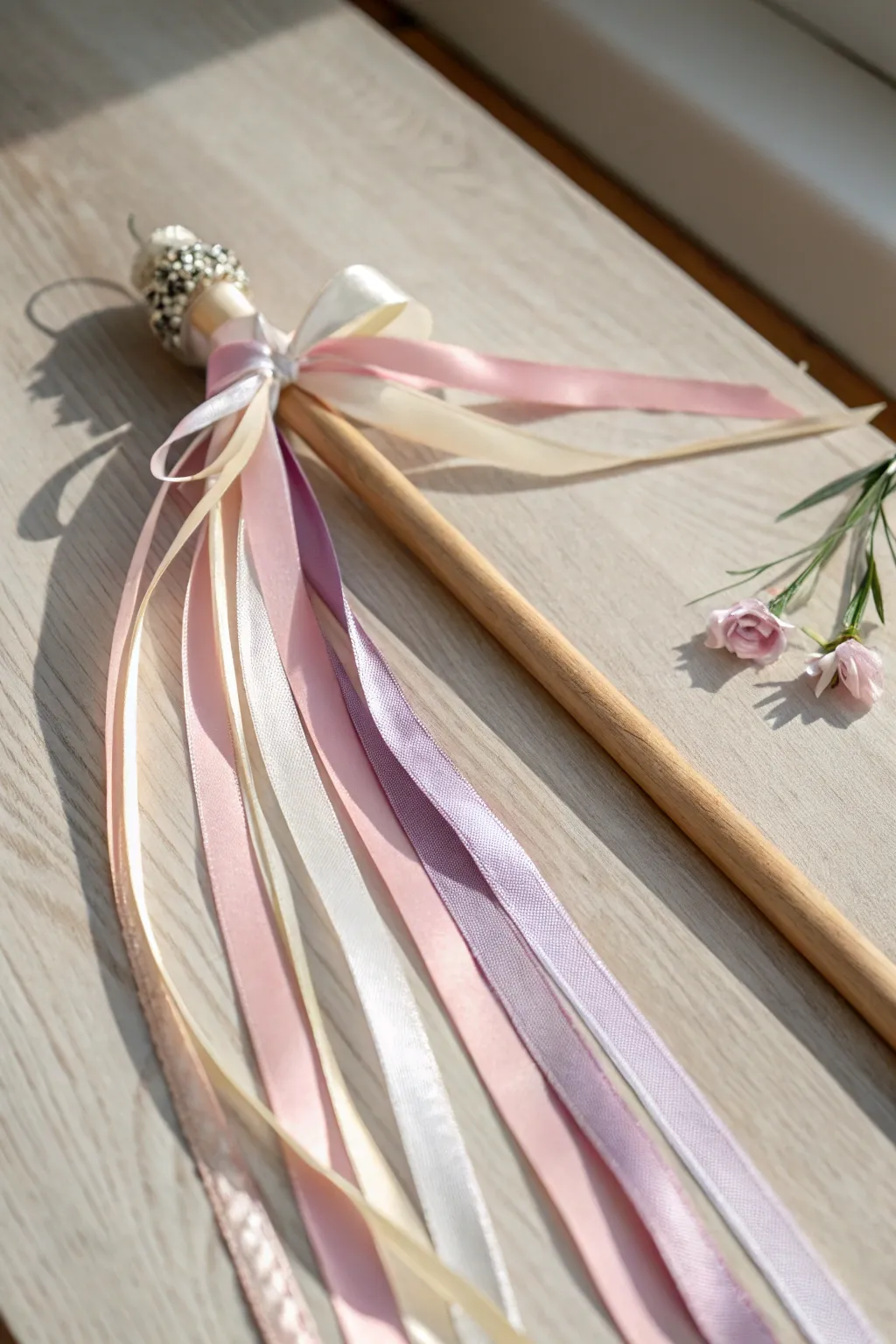 Craft your own enchanting princess wand with ribbons of magic and a touch of whimsy.
