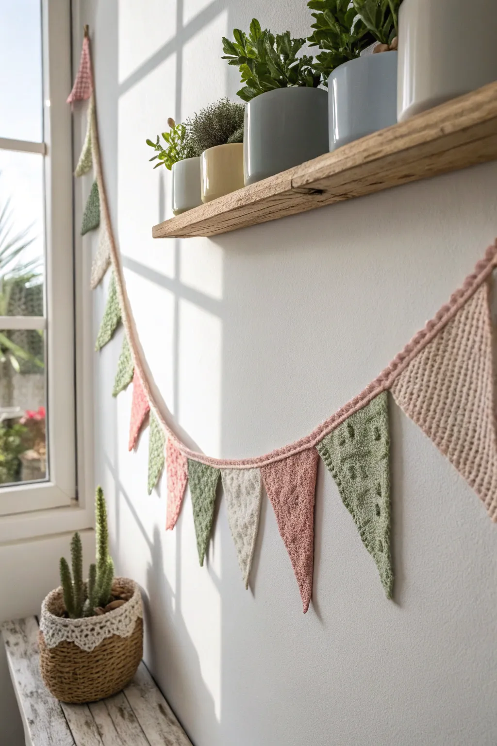 Elevate your space with eco-friendly elegance: Discover the charm of handcrafted fabric bunting banners. 🎨🌿 #HomeDecor #ScandiBoho