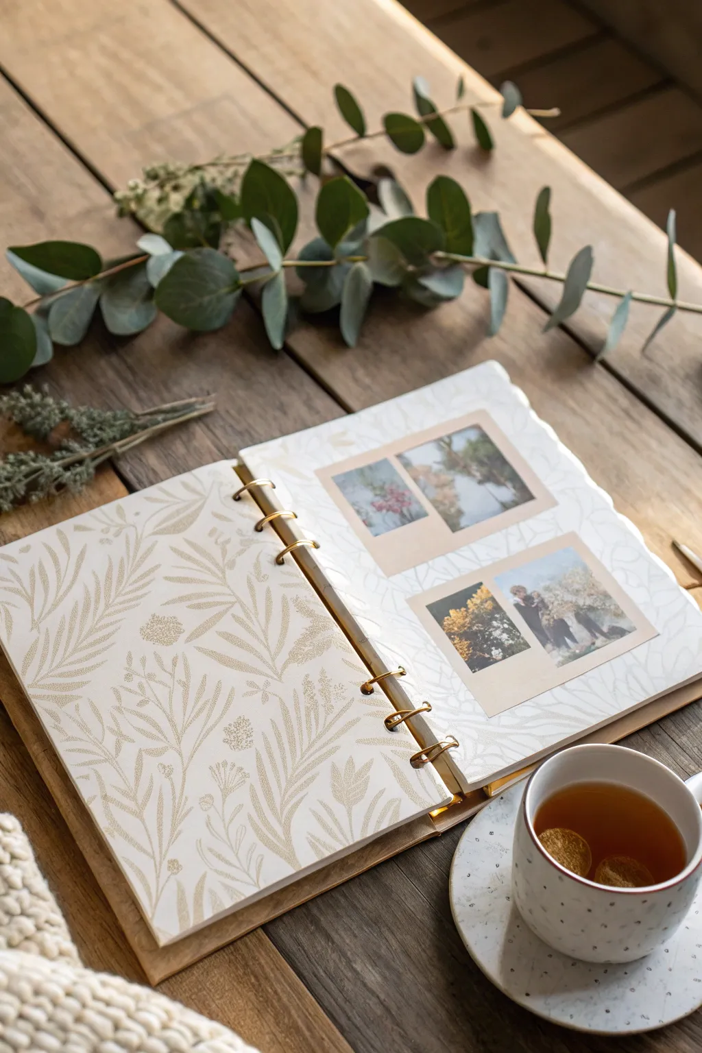 Unveil memories with interactive flip pages in your minimalist scrapbook.