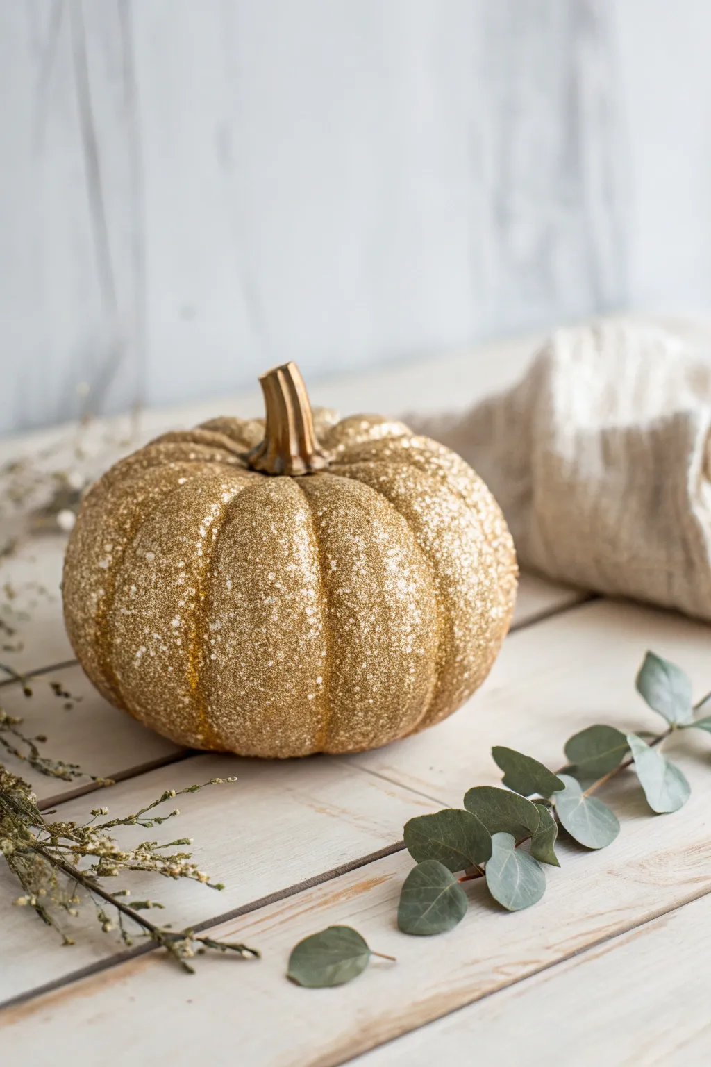 Elevate your autumn decor with a touch of glamour: No-Carve Glitter Pumpkins that dazzle and delight.