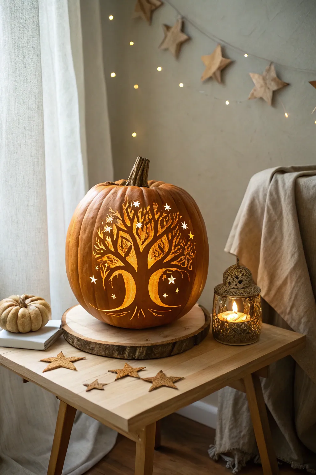 Illuminate your space with a touch of magic: a starlit night carved into a pumpkin. 🌟🎃