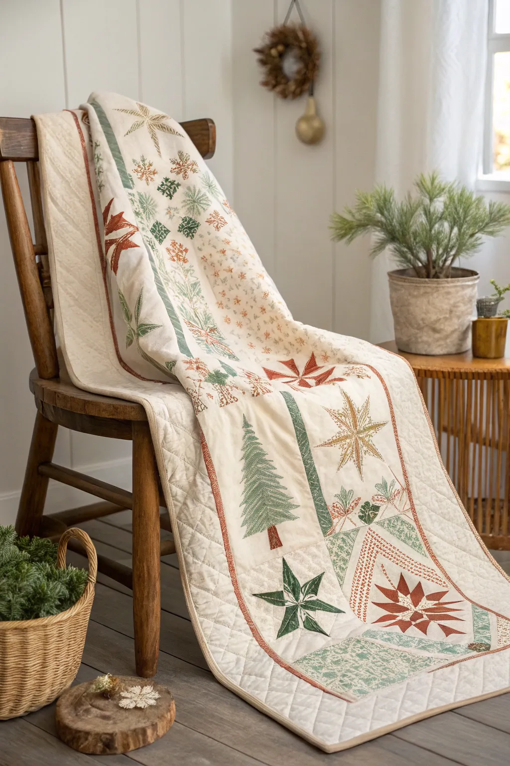 Wrap yourself in the warmth of the season with a handcrafted quilt that blends traditional Christmas charm with minimalist elegance.
