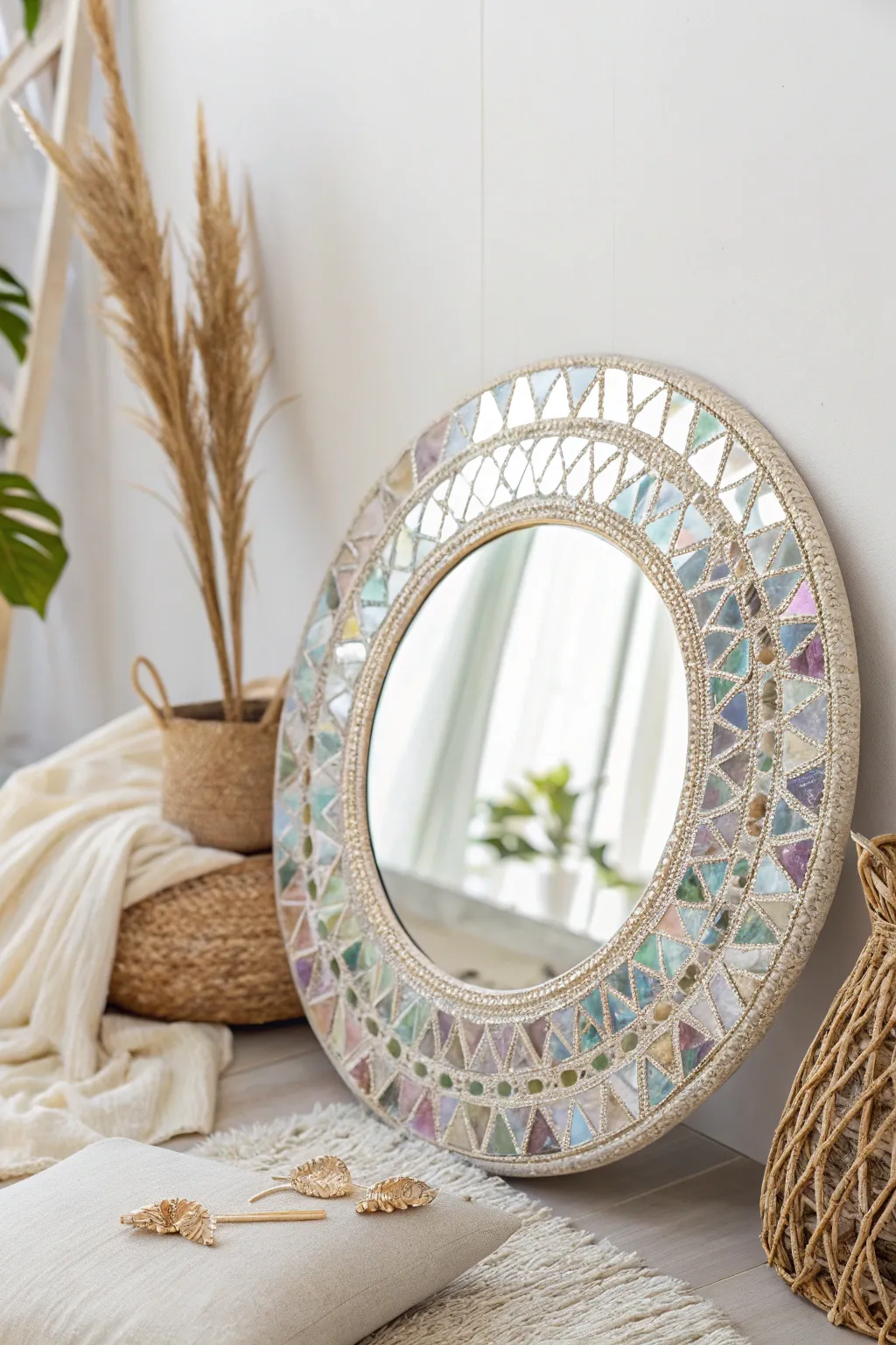 Transform old CDs into a stunning mosaic mirror that adds a touch of sparkle and conversation to your space.