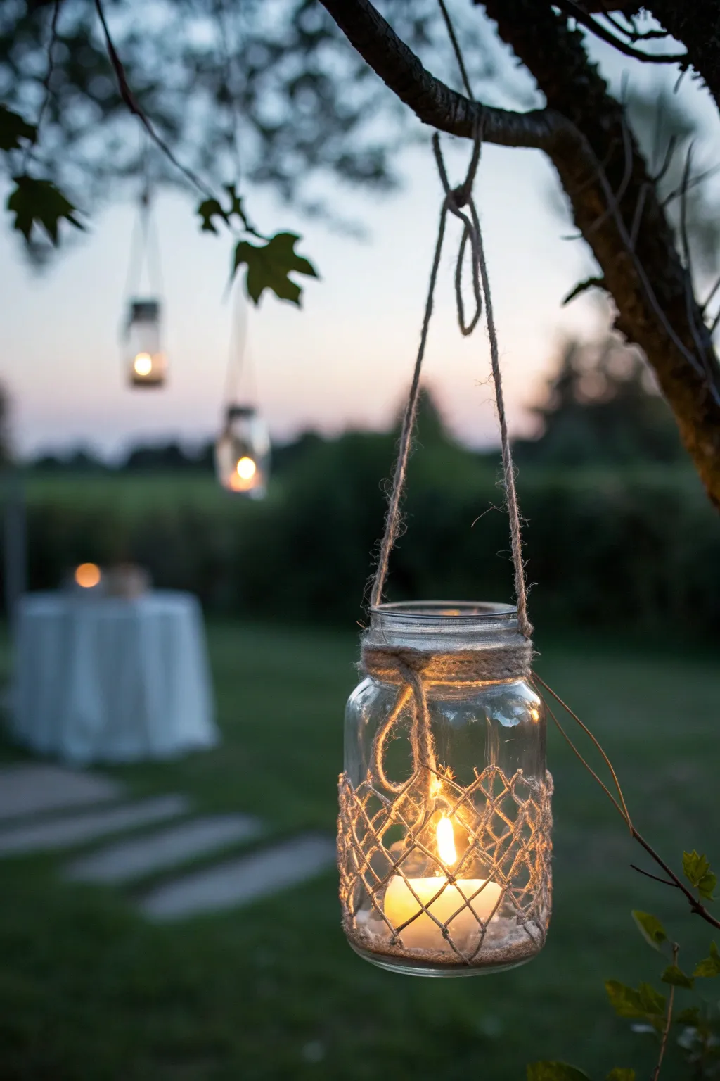 Illuminate your garden with the enchanting glow of a DIY mason jar lantern.