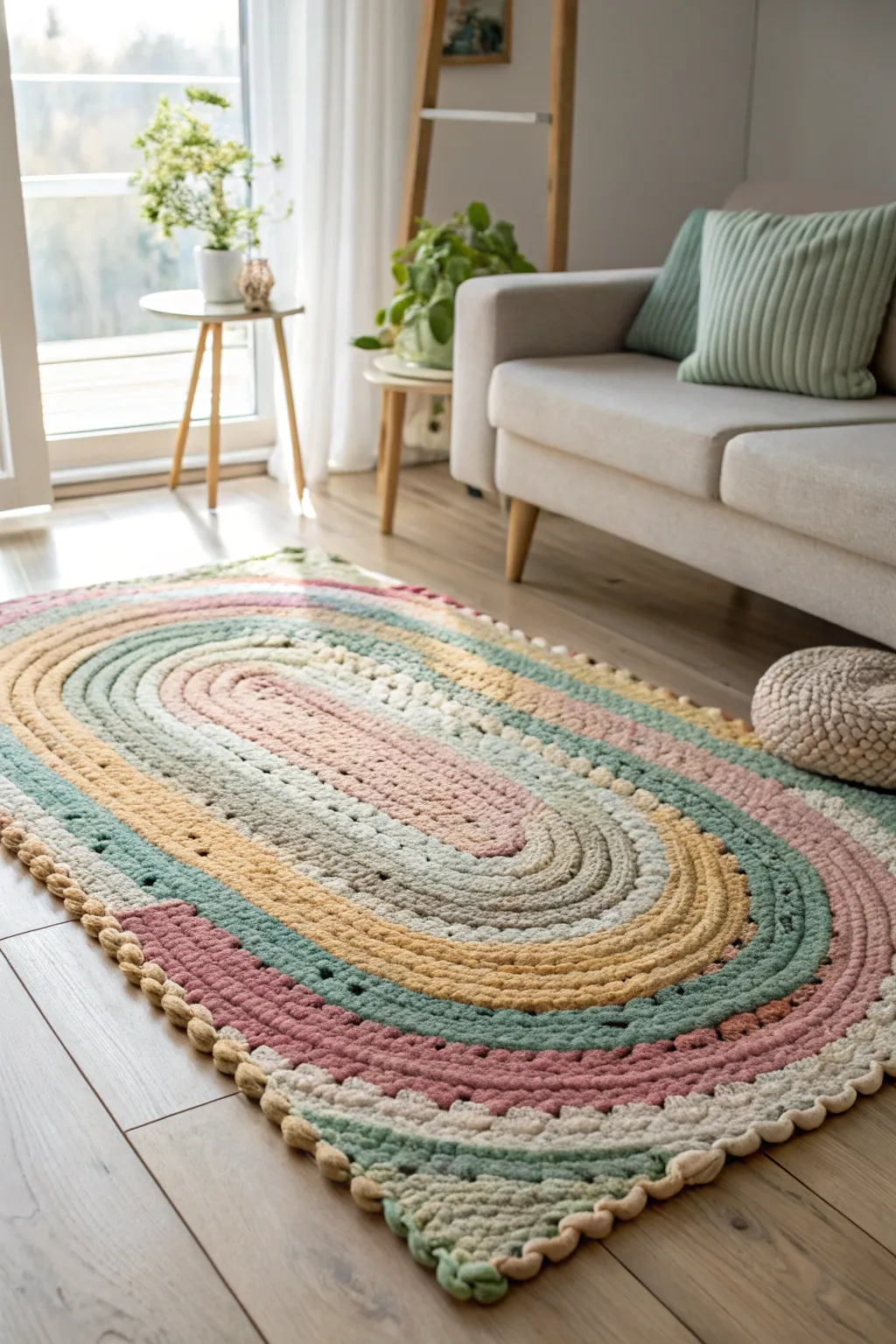 Breathe new life into your old T-shirts with this charming rag rug, where sustainability meets style.