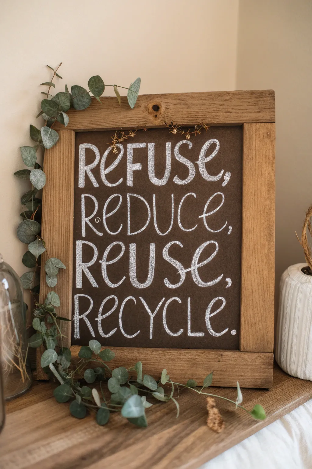 Embrace simplicity and sustainability: a minimalist bulletin board that inspires eco-friendly actions.