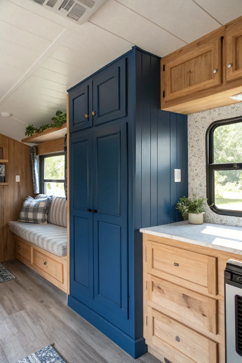 Transform your trailer with a bold accent wall: where color meets craftsmanship.