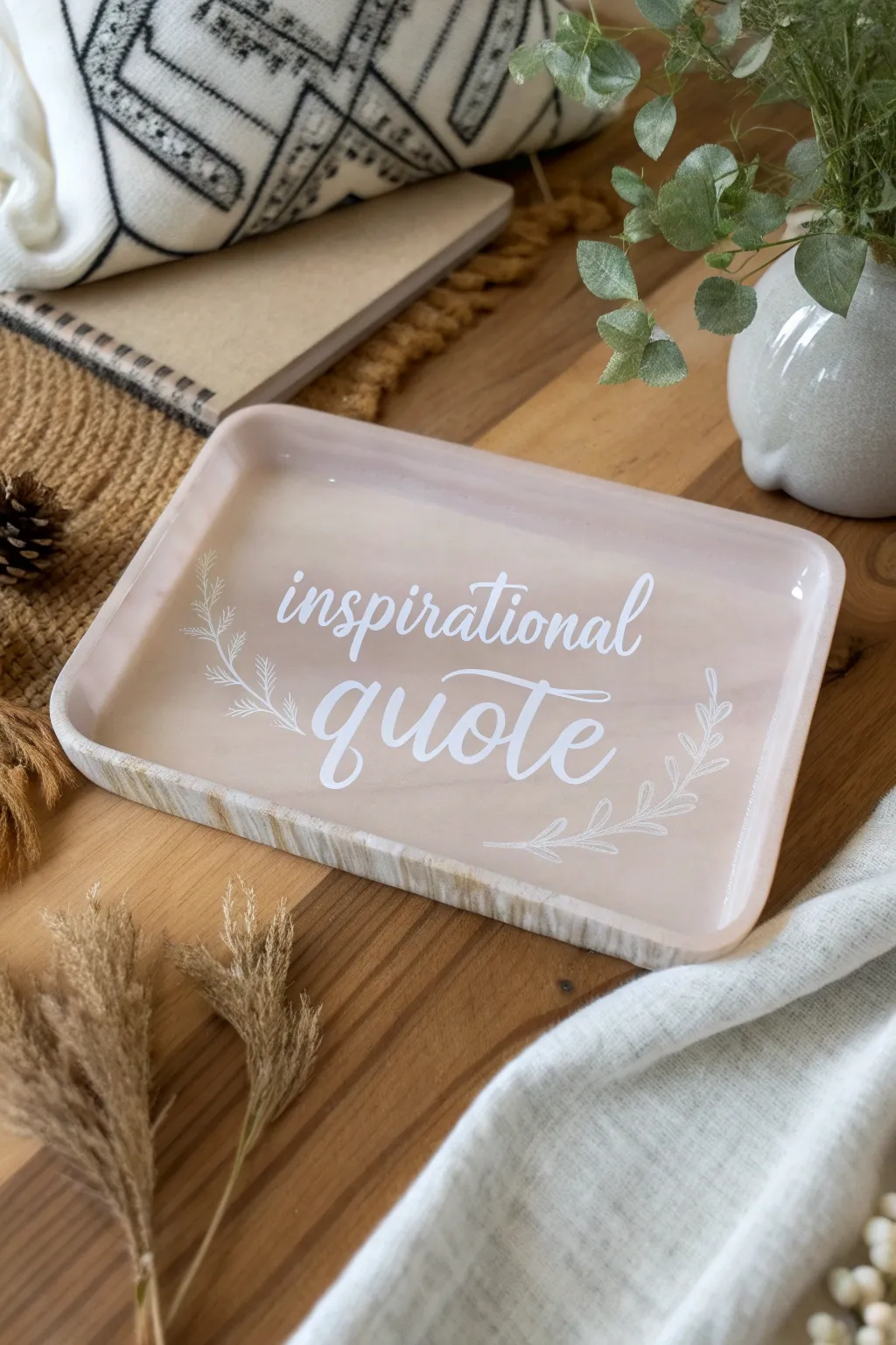 Find your daily inspiration with this elegant resin tray, where minimalism meets motivation.