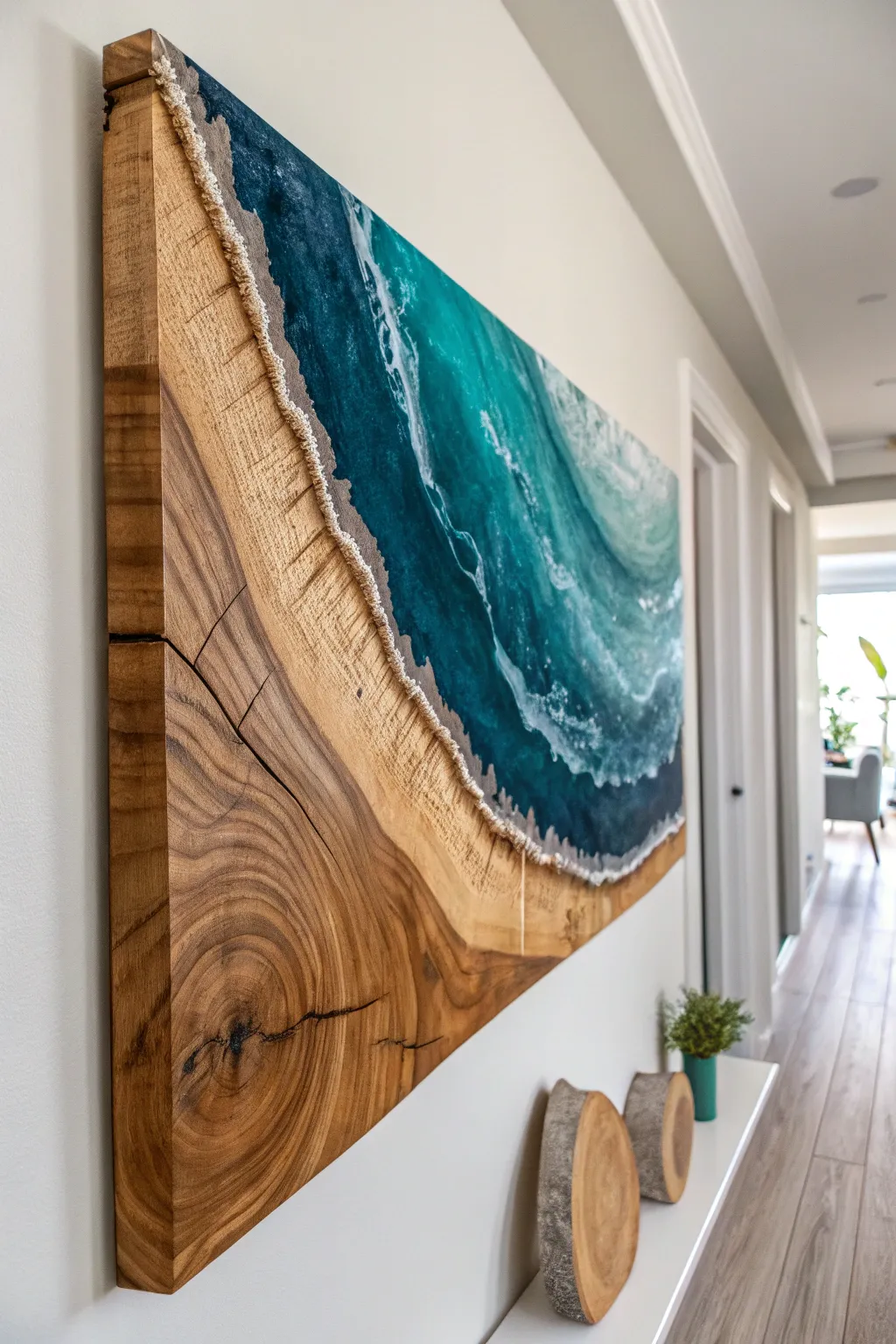 Discover the art of nature and craft: a stunning fusion of resin and reclaimed wood.