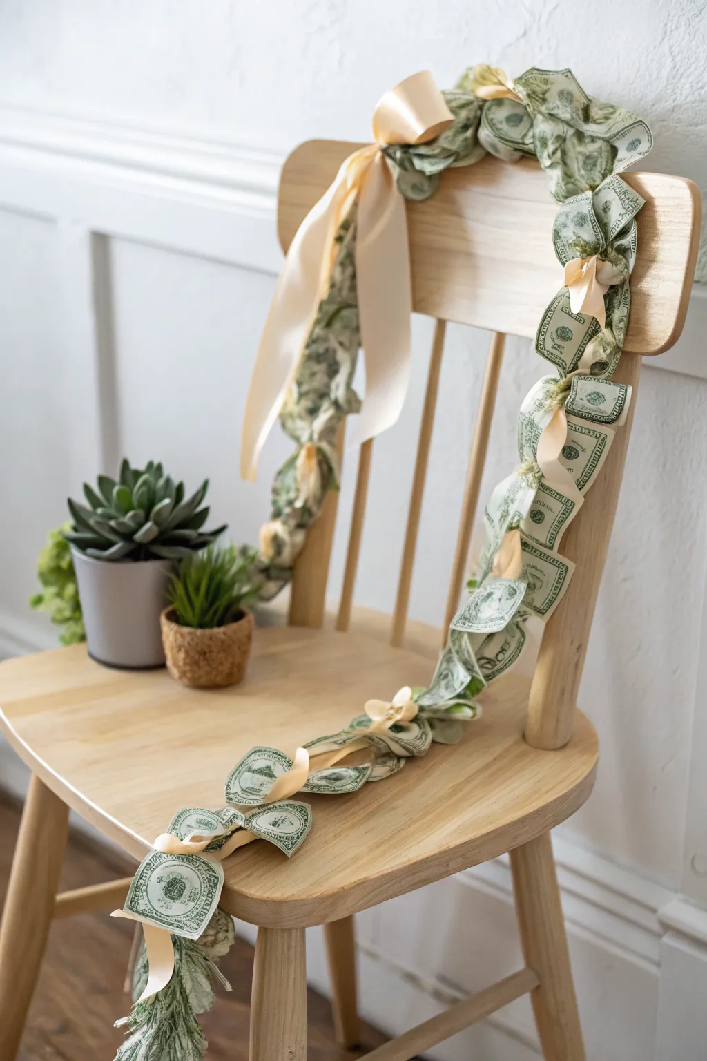 Celebrate life's milestones with a touch of elegance and practicality through a handcrafted money lei.