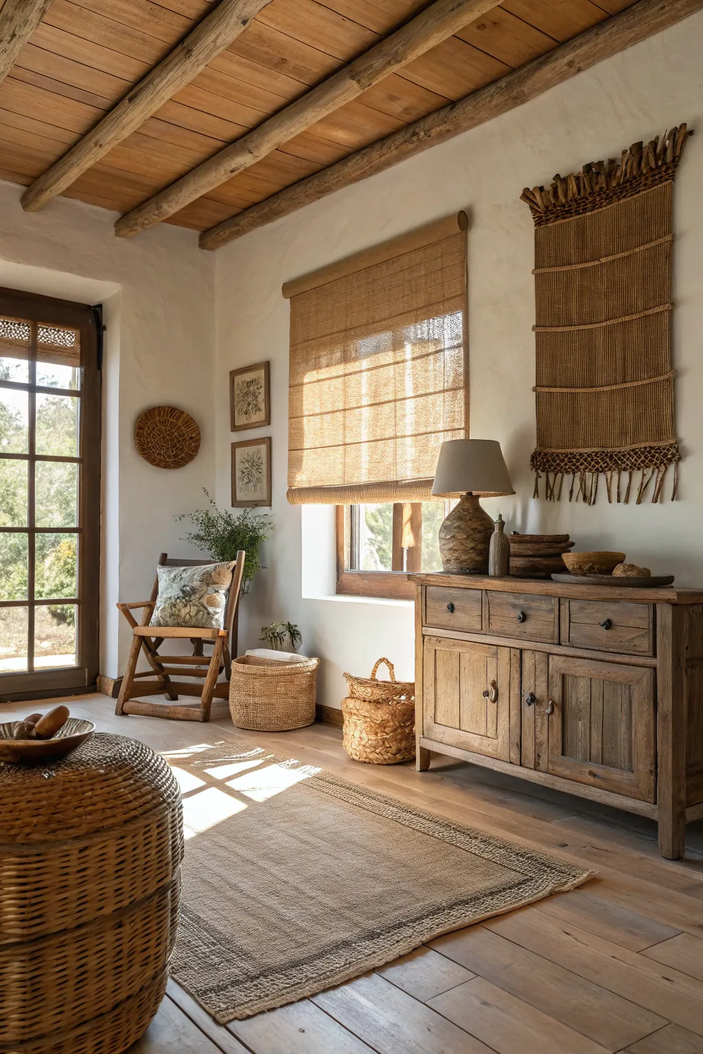 Natural materials create earthy vibes in this space.