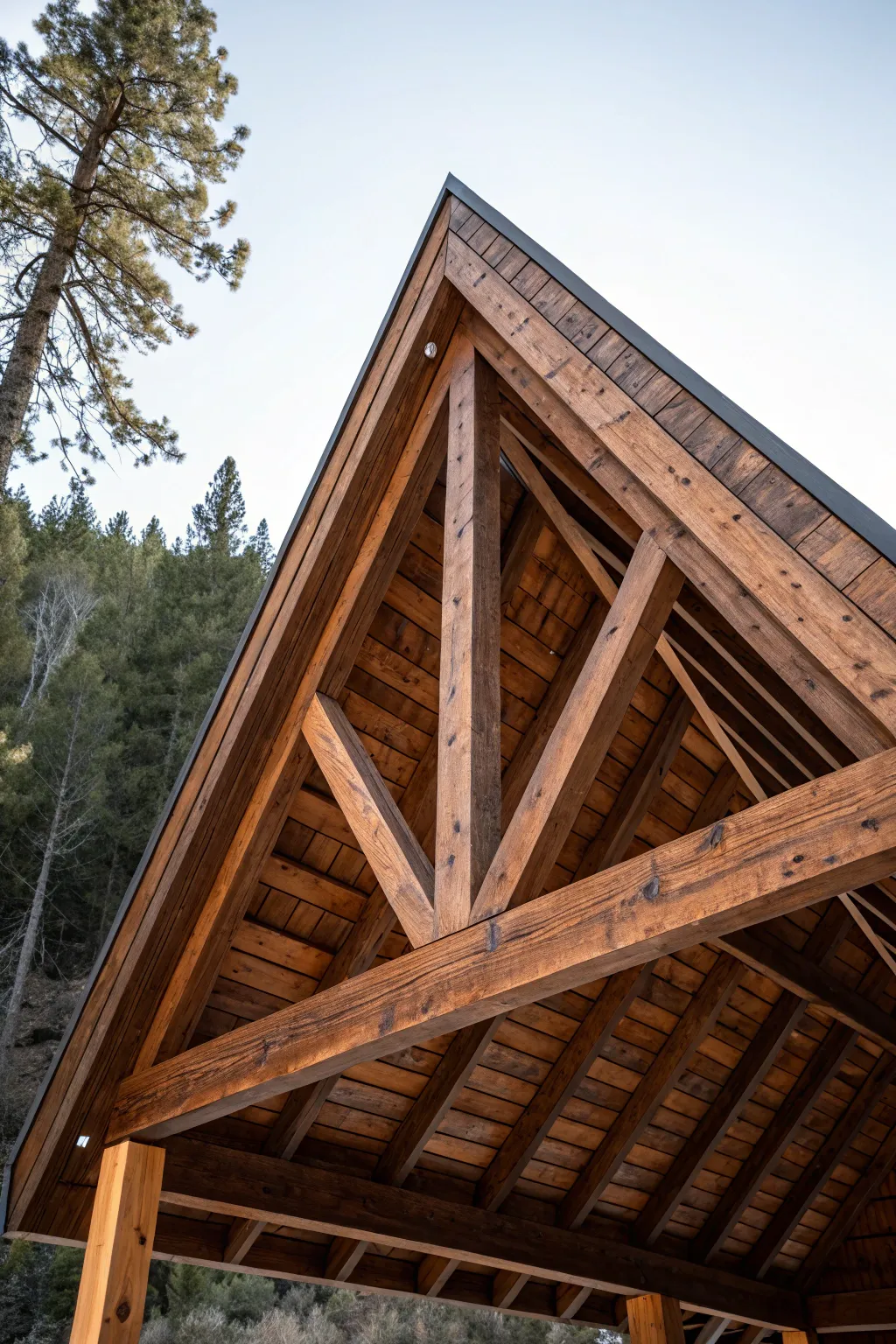 Embrace the charm of craftsmanship with this stunning A-frame roof design.