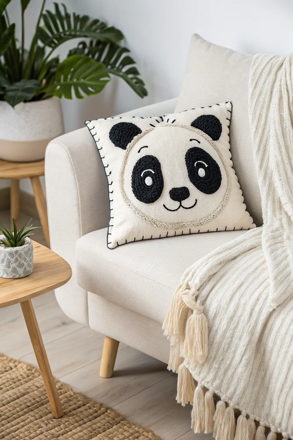 Add a touch of playful charm to your space with beautifully crafted animal face pillows. 🐼✨