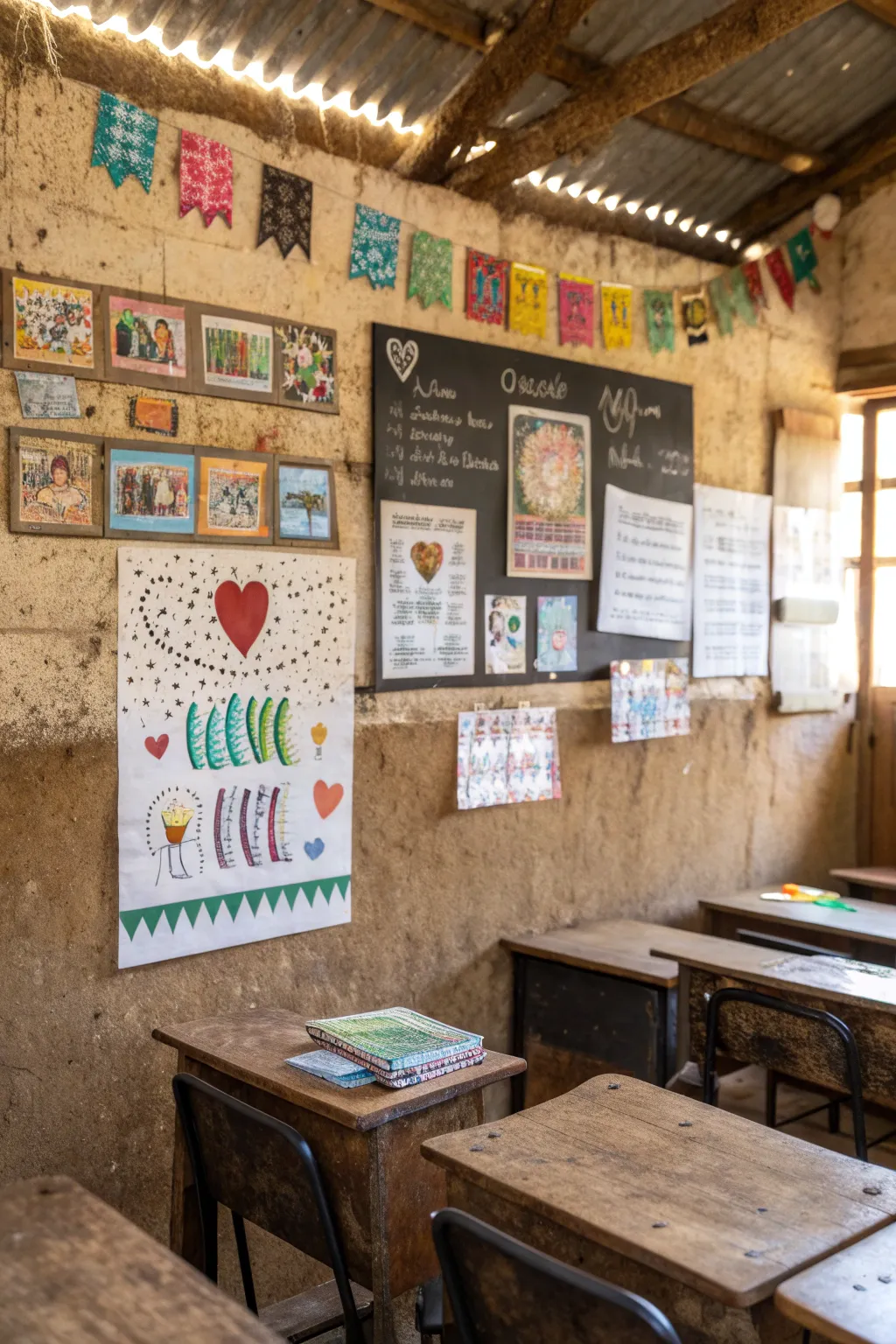 Inspirational signs personalize the classroom space.