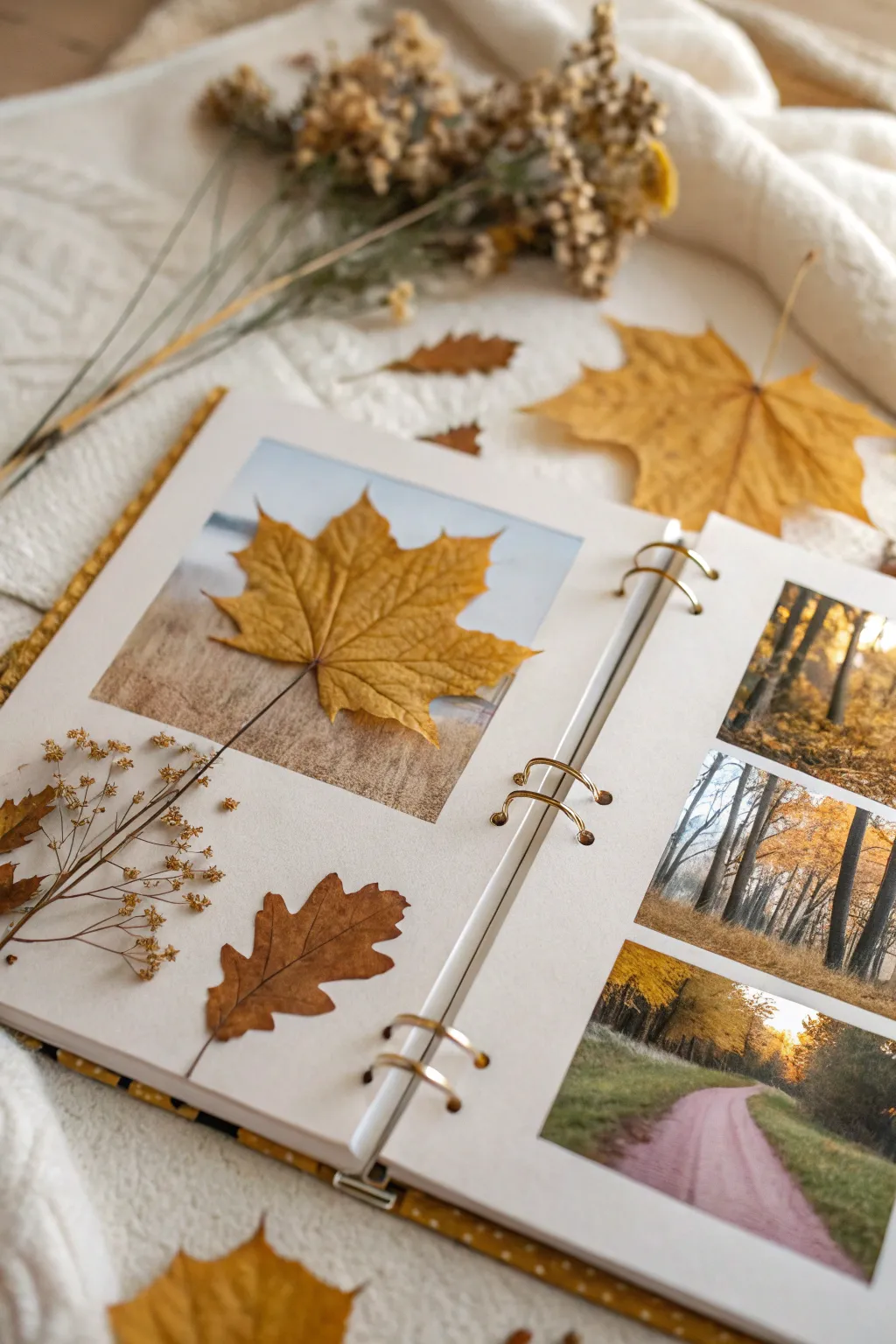 Capture the essence of each season with nature's own decorations in your scrapbook.
