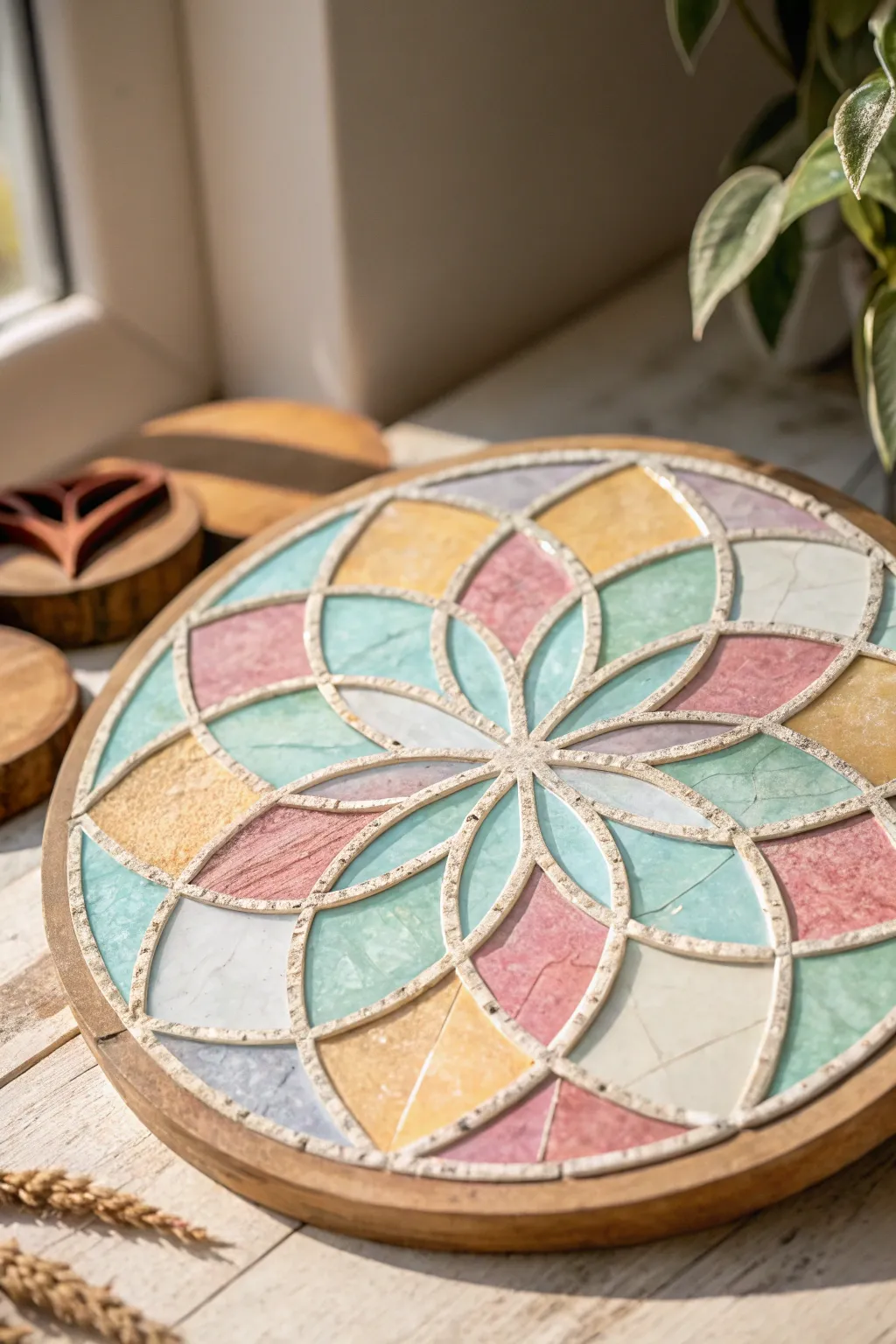 Discover the beauty in simplicity with this handcrafted Seed of Life mosaic, where every piece tells a story of artistry and elegance.