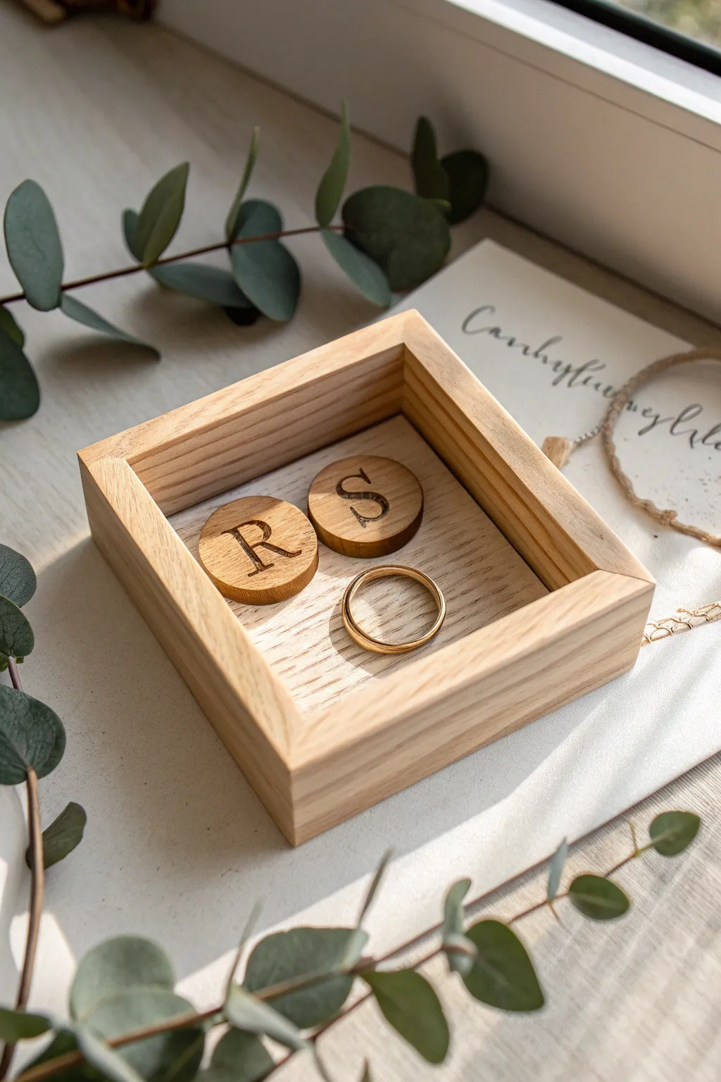 Celebrate your bond with personalized initials in a beautifully crafted shadow box. Simplicity meets elegance.