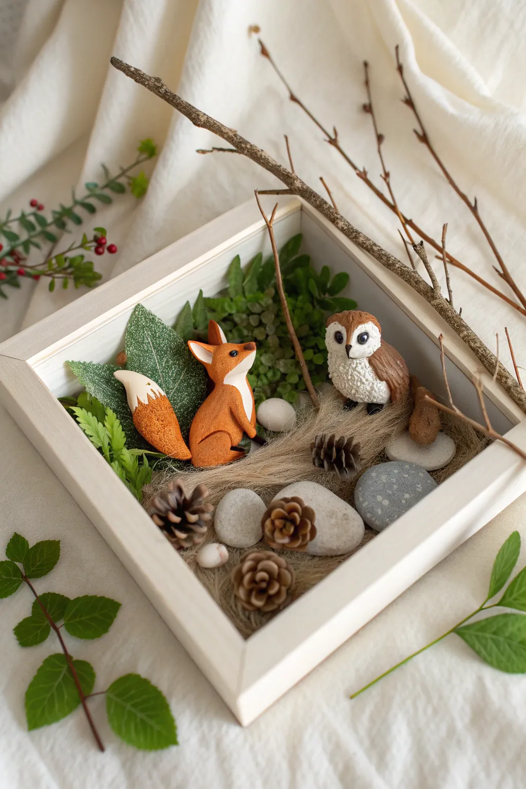 Explore the beauty of nature in miniature form with this charming animal habitat shadow box, a perfect blend of education and art.