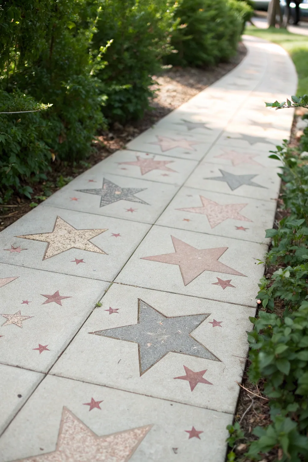 Transform your sidewalk into a celestial wonder with DIY star stencils. 🌟✨