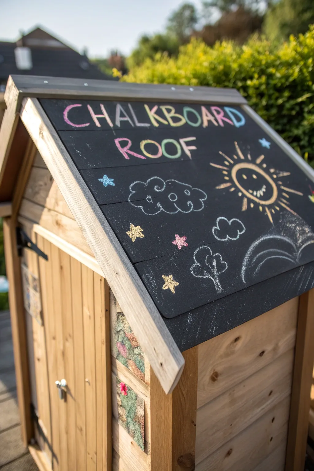 Unleash creativity with a charming chalkboard roof—where imagination takes flight!