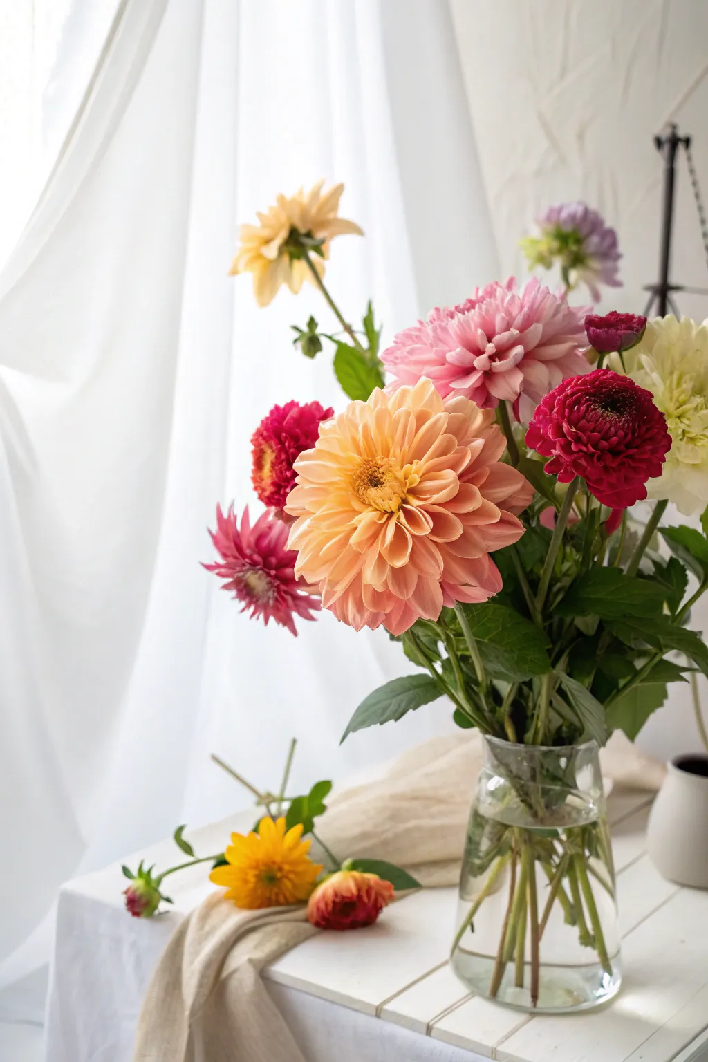 A vibrant floral arrangement with high-key lighting.