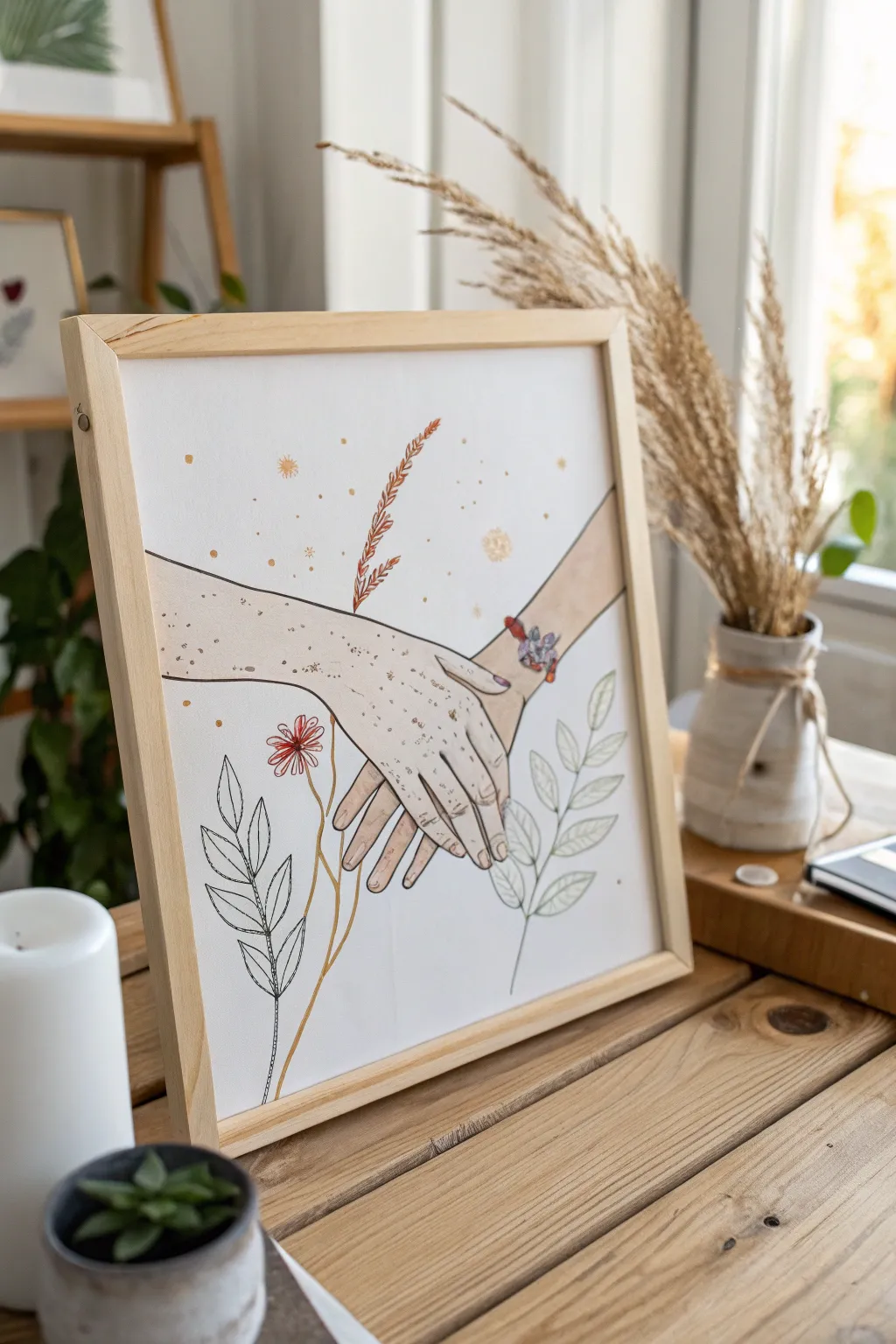 Embrace simplicity and connection with minimalist sister illustrations.