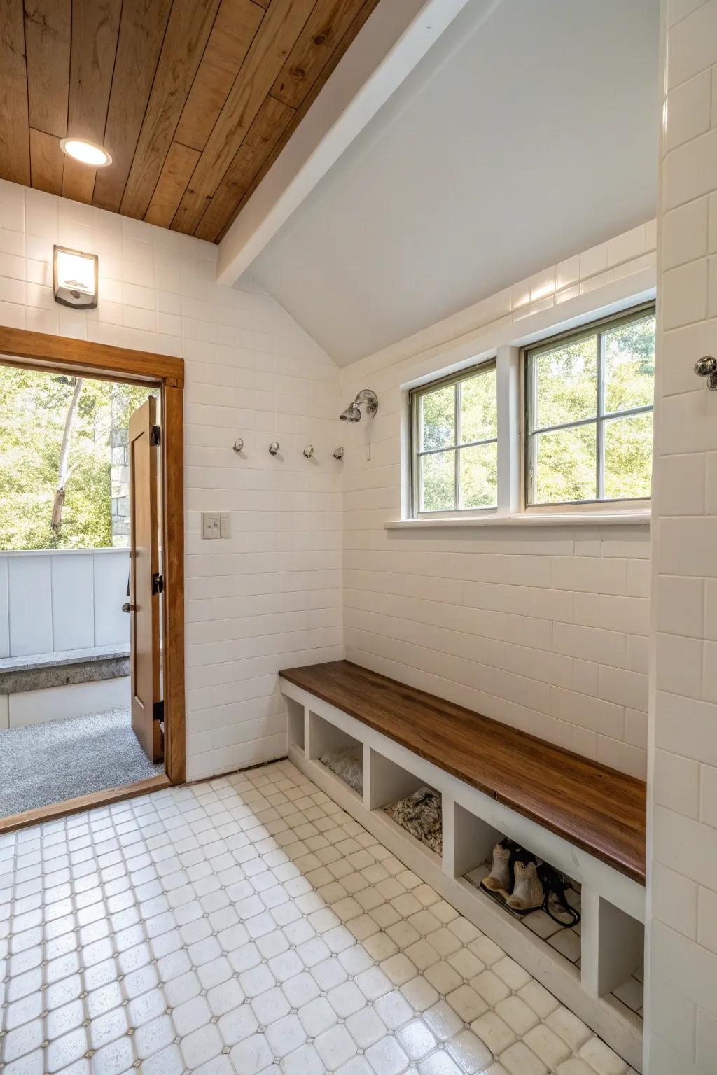 A dedicated changing area adds comfort and functionality.