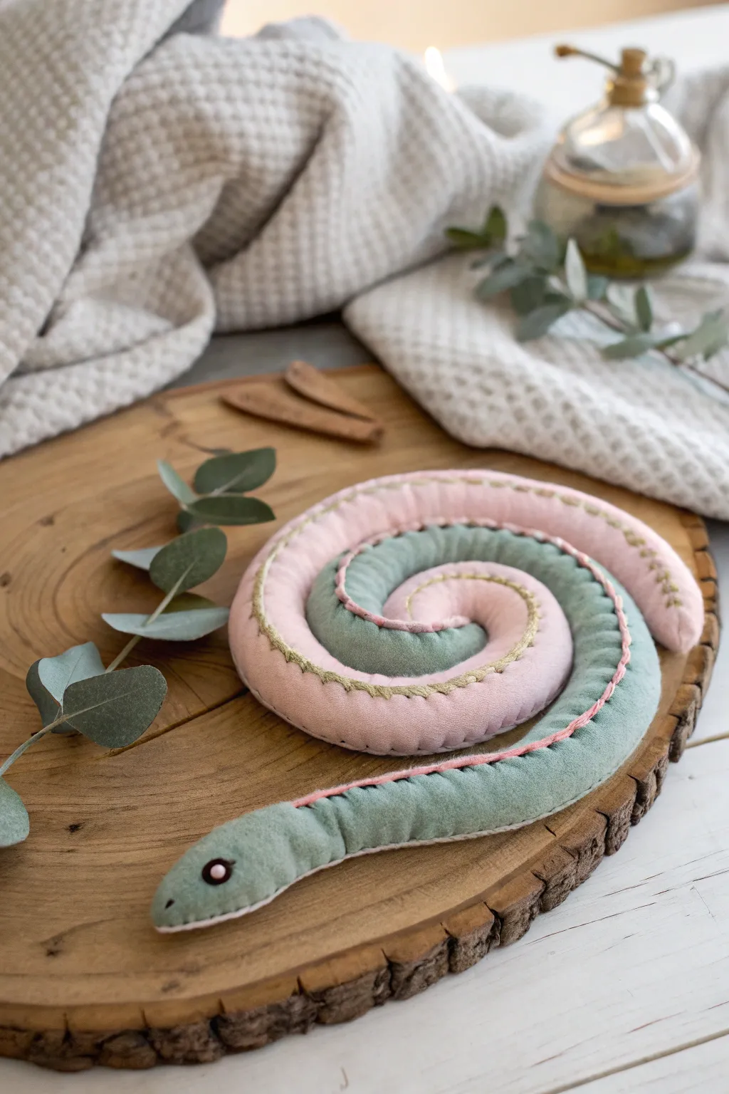 Crafted with love: Embrace simplicity with this charming felt snake, perfect for little hands and boho hearts.
